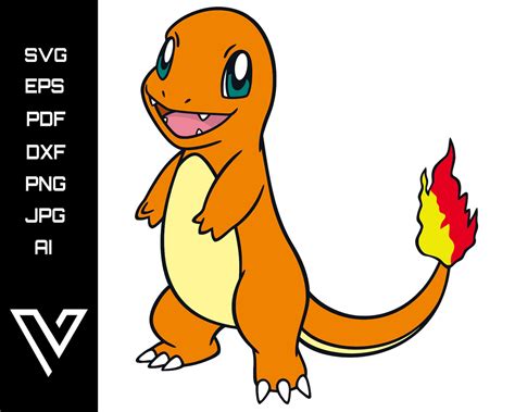 Charmander Pokemon Svg Cricut Cut File Silhouette Vector Etsy