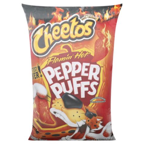 Cheetos Cheese Flavored Snacks Flamin Hot Flavored Pepper Puffs