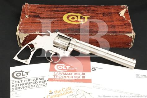 Colt Trooper Mkiii Mk Iii 22 Lr Electroless E Nickel Revolver And Box