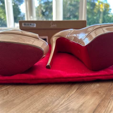 Christian Louboutin Shoes Christian Louboutin Nude Patent Lady Peep Pumps Poshmark