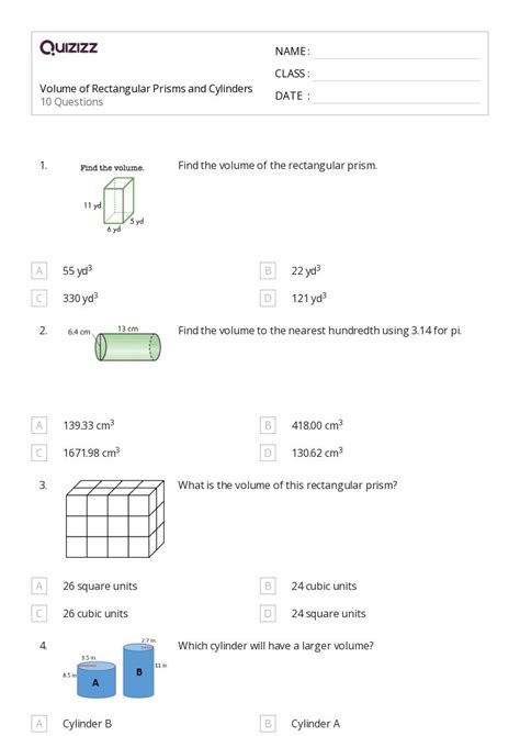 50 Rectangular Prisms Worksheets For 7th Class On Quizizz Free And Printable