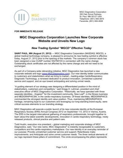 Mgc Diagnostics Corporation Launches New Corporate Website And