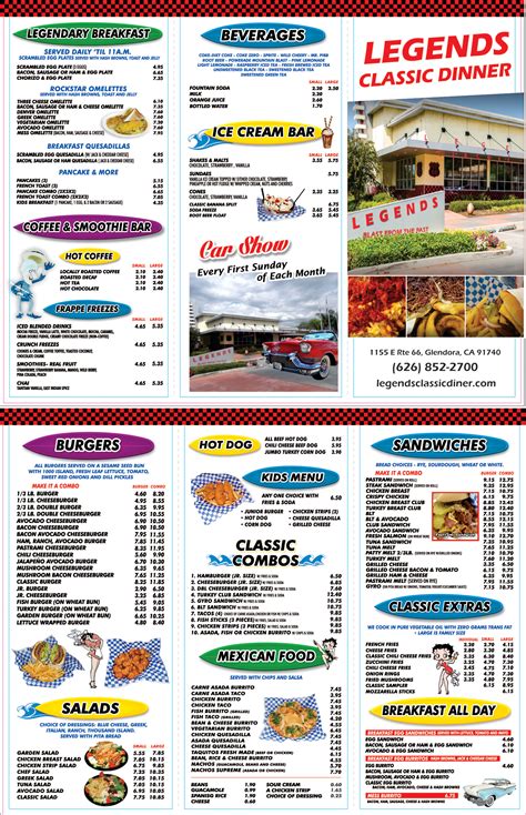 Our menu – Legends Classic Diner