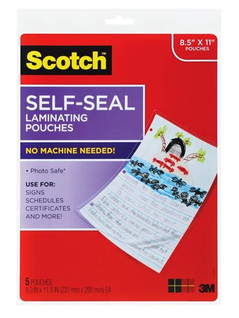 Self Sealing Laminating Pouches Letter Size X Glossy Finish