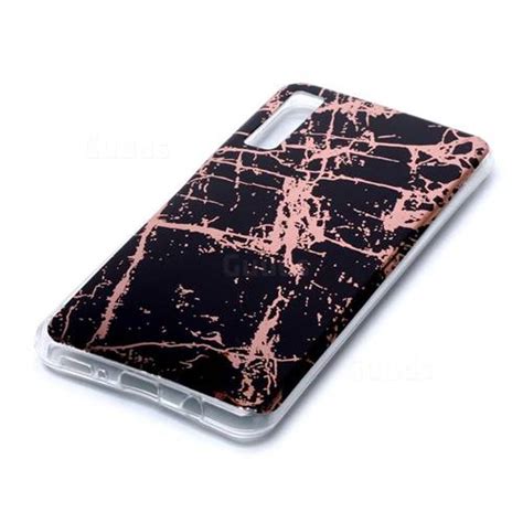 Black Galvanized Rose Gold Marble Phone Back Cover For Samsung Galaxy A7 2018 A750 Galaxy A7