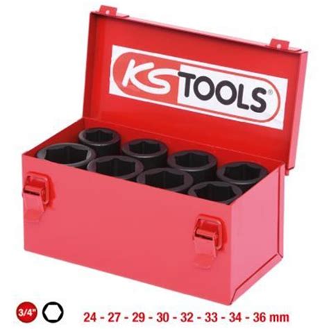 KS TOOLS KRAFT STECKNUSS SATZ TIEF LANGNUSS 3 4 ZOLL 8 Tlg 6 Kant SW