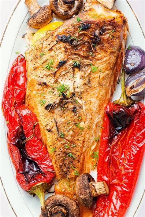 Baked Fish With Vegetables Stock Photo Image Of Eating