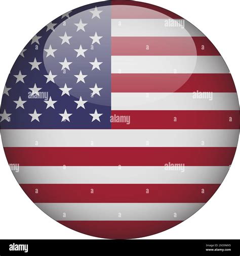 United States 3d Rounded Flag Icon Button Vector Stock Vector Image