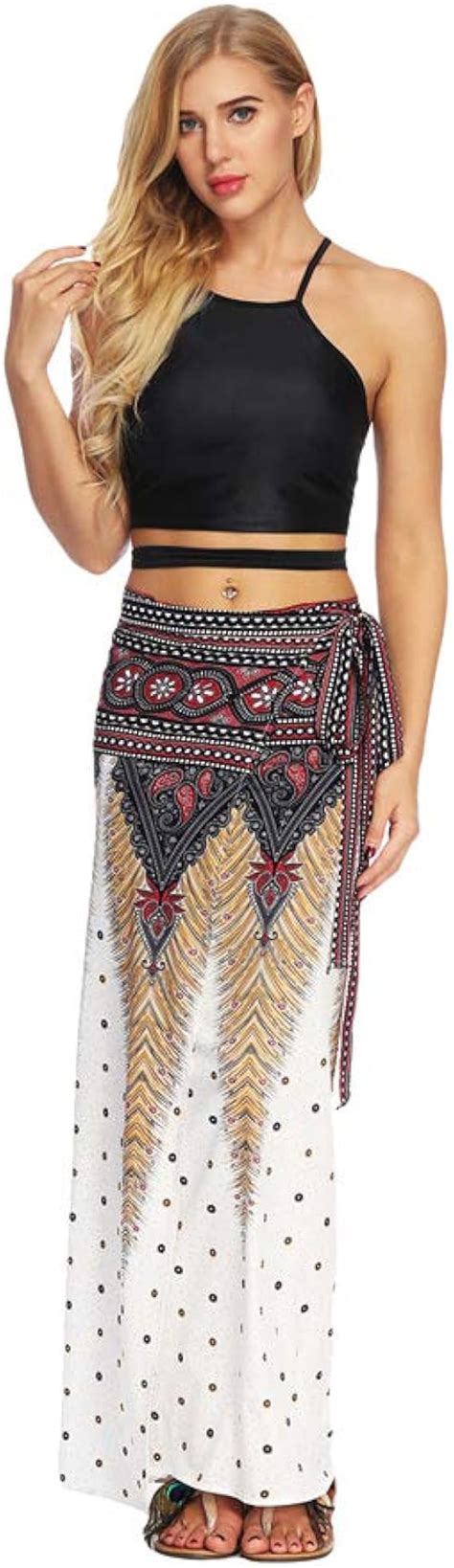 Byqny Women Summer Wrap Maxi Skirt Seamless Tie Up High Waist One Piece