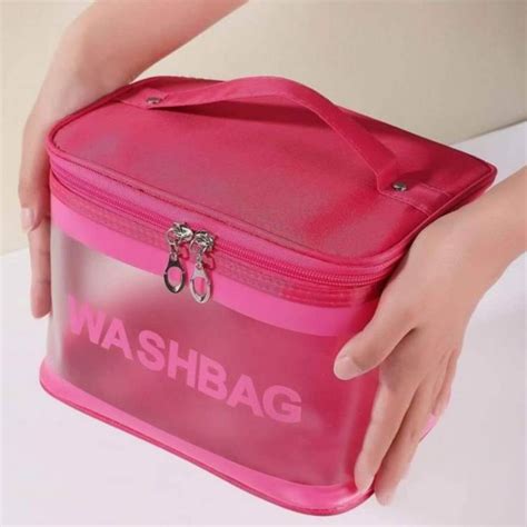 Necessaire Feminina Transparente Alça Lavável Washbag Cosméticos