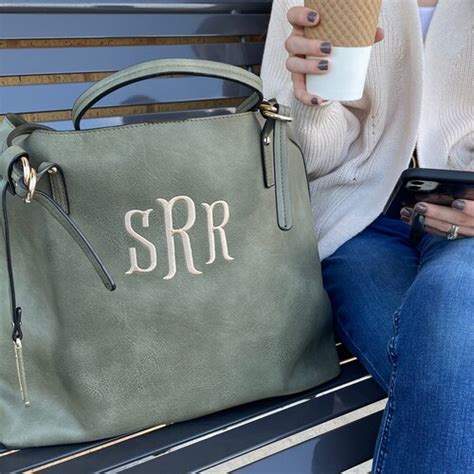 Monogrammed Purse Personalized Handbag Monogrammed Tote Etsy