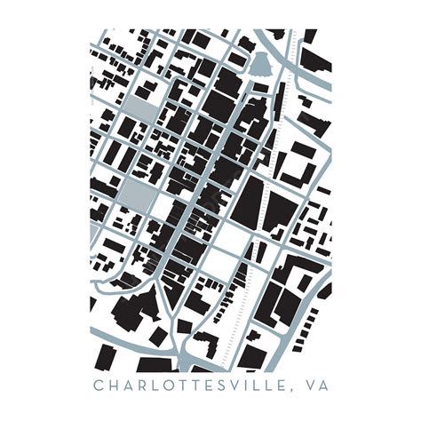 Charlottesville Virginia: Downtown Map - Etsy