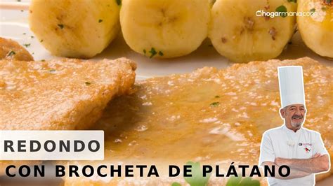 Redondo rebozado con brocheta de plátano Una delicia de Karlos