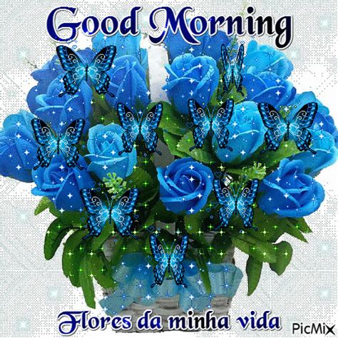 Good Morning Happy Friday Blue Flowers  Good Morning Motivational