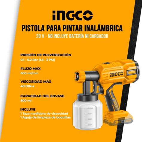 Pistola Para Pintar Inal Mbrica V Ingco Ml Meses Sin Intereses