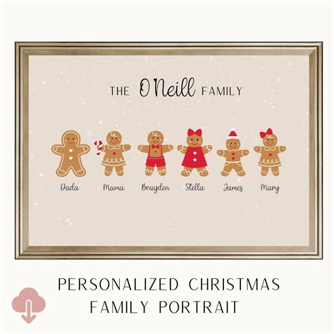 Christmas Family Portrait, Personalized Family Print, Printable Wall ...