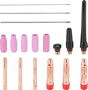 Sudemota 17Pcs Welders Welding Torch Tig Cup Collet Body Nozzle Kit