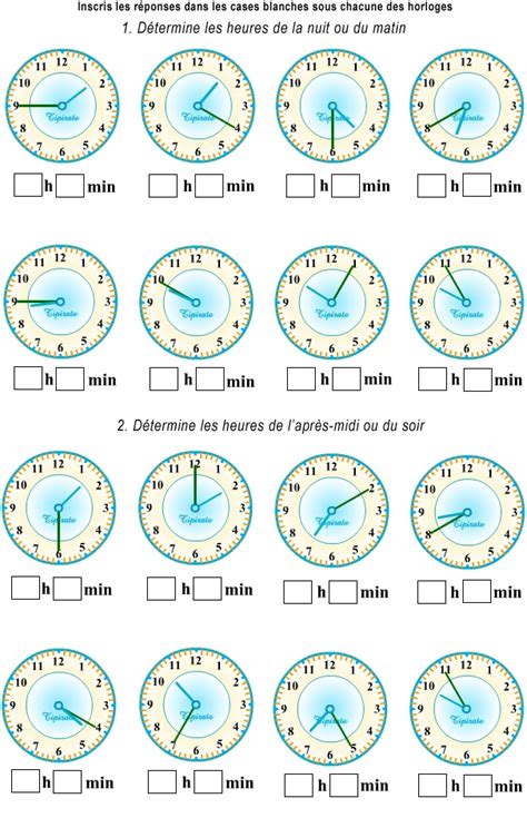 Apprendre Lire L Heure Exercices Tipirate