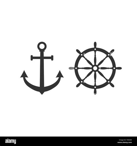 Ship Wheel And Anchor Drawing