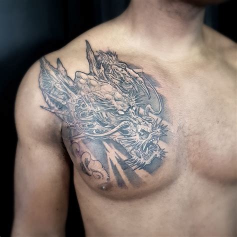 Dragon Head Chest Tattoo
