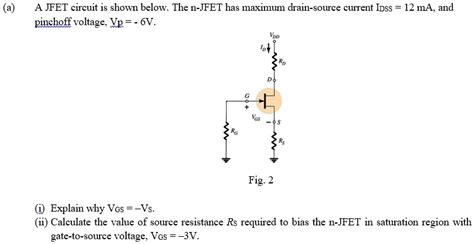 SOLVED A JFET Circuit Is Shown Below The N JFET Has A Maximum Drain