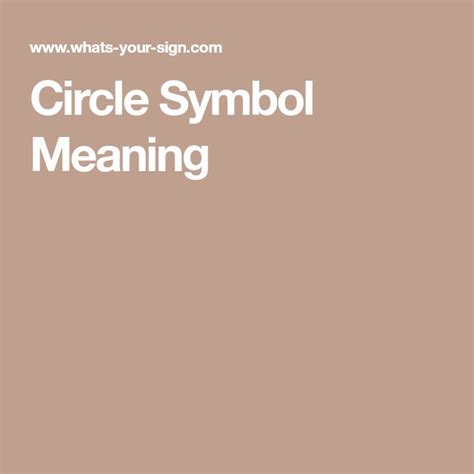 Circle Symbol Meaning | Circle symbol, Meant to be, Symbols