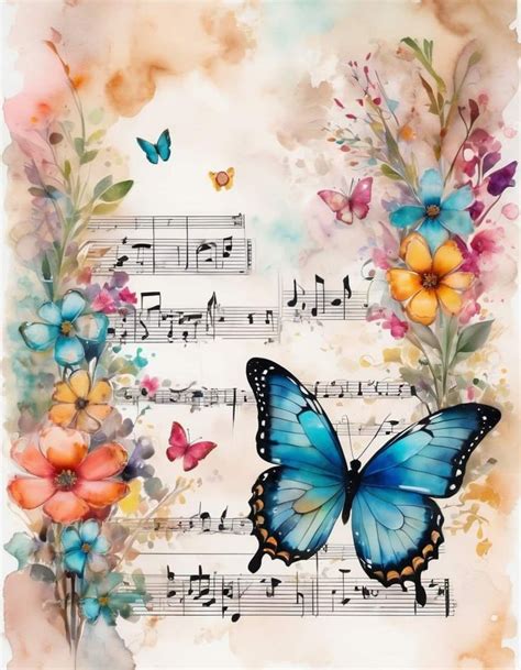 Pin By Tali Gan Lev On In Music Notes Art Butterfly