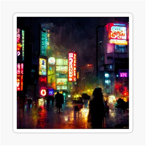 "Rainy Tokyo street art" Sticker for Sale by barrriwa | Redbubble