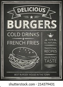 Burger Poster Stylized Like Sketch Drawing Stock Vector Royalty Free