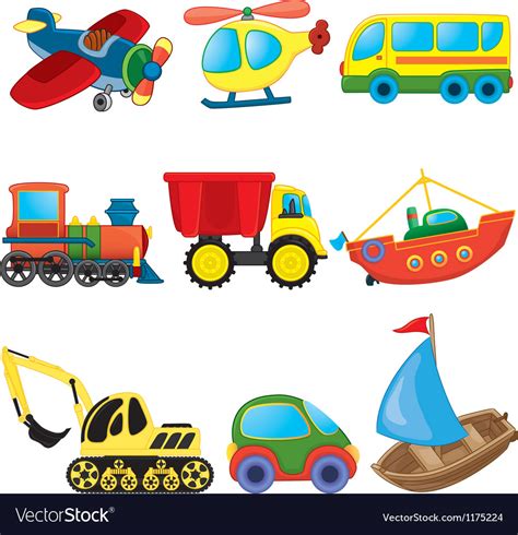 Transport toys Royalty Free Vector Image - VectorStock