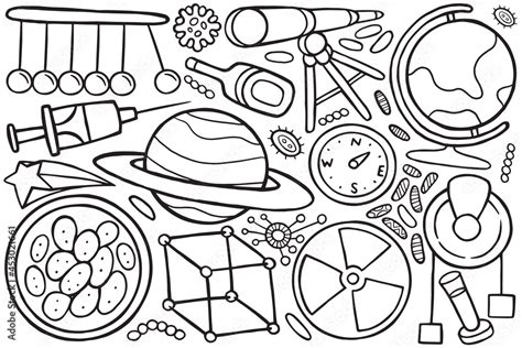 science doodle for coloring activity Stock Vector | Adobe Stock