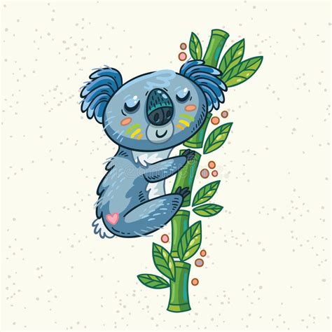 Śliczna Kreskówki Koala Na Drzewie Również Zwrócić Corel Ilustracji