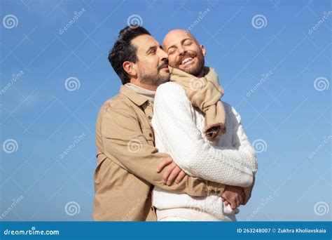 Happy Carefree Gays Embracing Outdoors Stock Image Image Of Tolerance