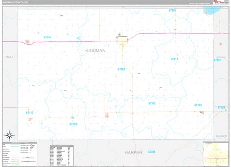 Kingman County, KS Wall Map Premium Style by MarketMAPS - MapSales