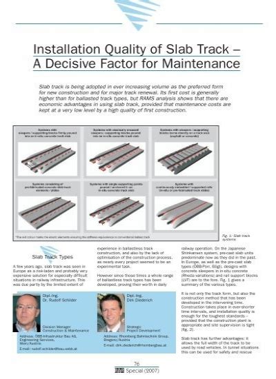 Installation Quality of Slab Track â A Decisive Factor for Maintenance