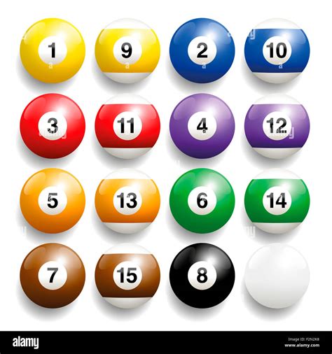 Billiard balls - commonly used colors. Three-dimensional and realistic ...