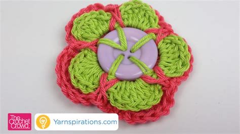 Crochet Double Layered Button Flower Tutorial The Crochet Crowd