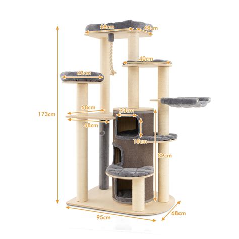 Wielopoziomowy Drapak Dla Kota Szary 173cm Tanio W Costway Pl