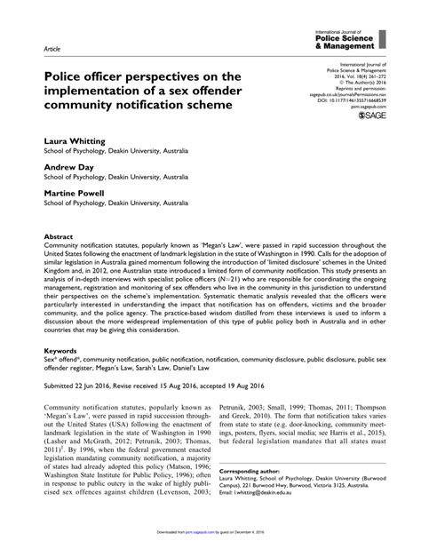 Pdf Police Officer Perspectives On The Implementation Of A Sex