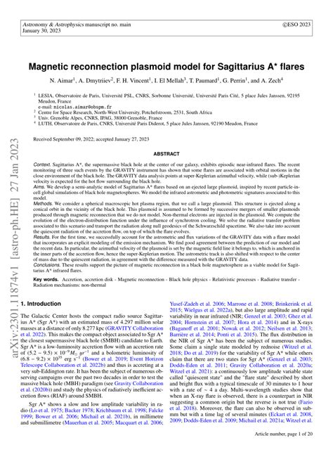 (PDF) Magnetic reconnection plasmoid model for Sagittarius A* flares