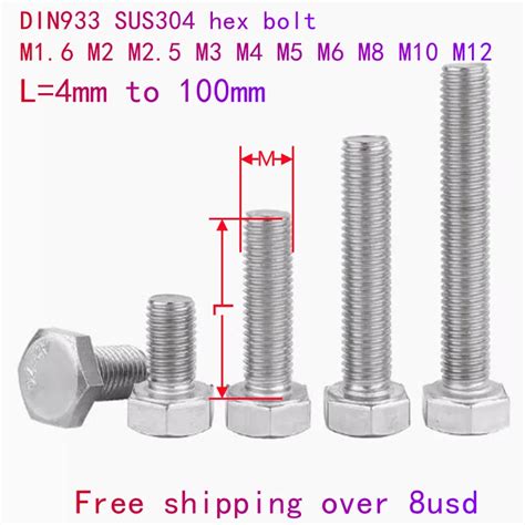 2 20pcs External Hex Hexagon Head Screws With Full Thread M3 M4 M5 M6