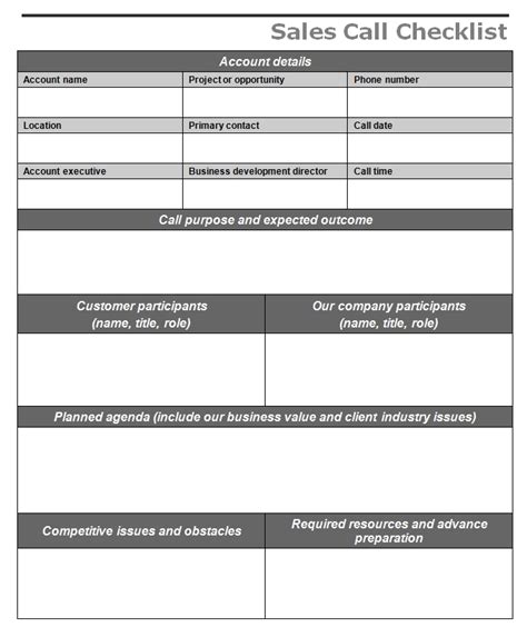 Sales Call Checklist