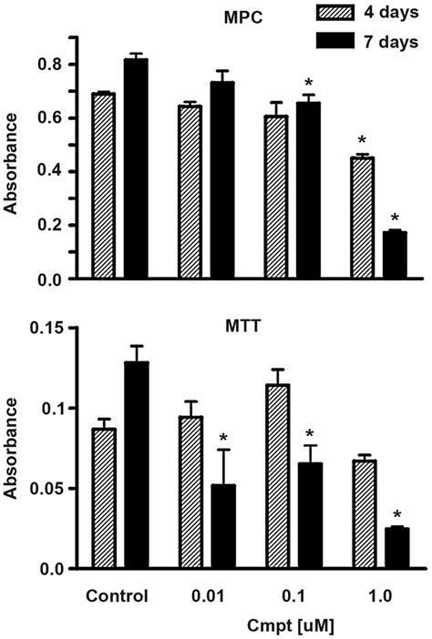 Comparative Cytotoxicity Of Camptothecin Against Mpc And Mtt Cells