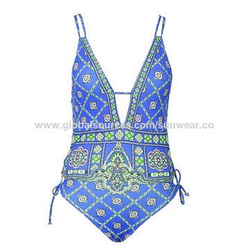 Kaufen Sie China Gro Handels M Dchen Tief V Bikini Badeanz Ge Halfter Oben Hoch Geschnitten