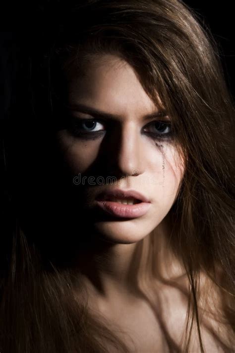 Evil Scary Sinister Woman With Tongue Out Stock Photo Image Of