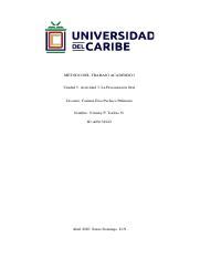 Unidad Actividad La Presentaci N Oral Pdf Metodo Del Trabajo