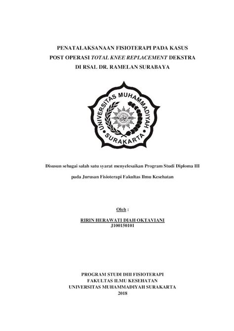 Pdf Penatalaksanaan Fisioterapi Pada Kasus Post Eprints Ums Ac Id