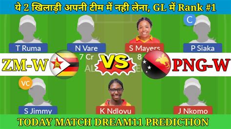 ZM W Vs PNG W Dream11 Prediction Today ZM W Vs PNG W Dream11