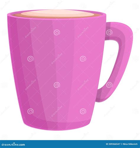 Estilo De Dibujos Animados De Iconos De La Taza Rosa De Caf Con Leche