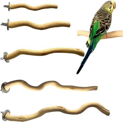 Amazon Allazone 5 PCS Natural Parrot Perch Bird Stand Wooden